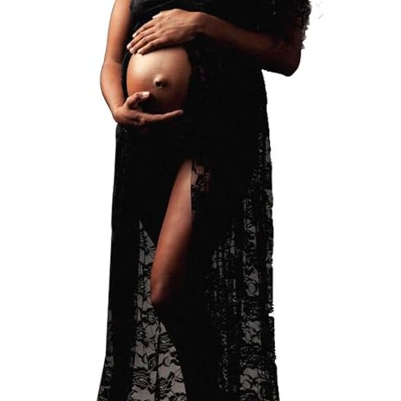 Maternity Off Shoulder Lace Maxi Photography Dress for photo shoot M - Picture 4 of 4